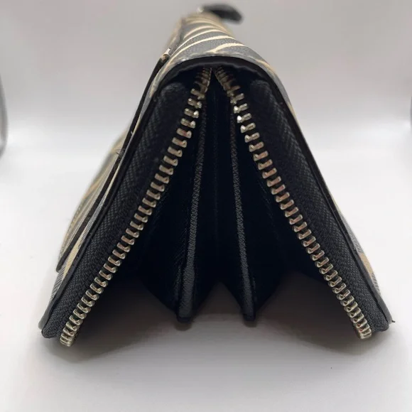 Coach Zebra-Stripe Zip Wallet — Black & Tan - Picture 12 of 12